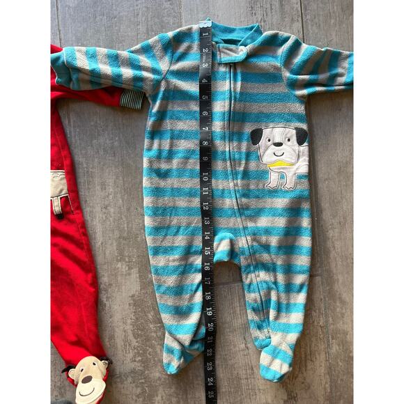 Set of 2 Baby Boys Zip Sleeper Pajamas Pjs Fleece One Piece Outfit Coverall 6m - Picture 5 of 6